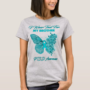 T-shirt Papillon Je Porte Turquoise Pour Mon Frère Les Lau