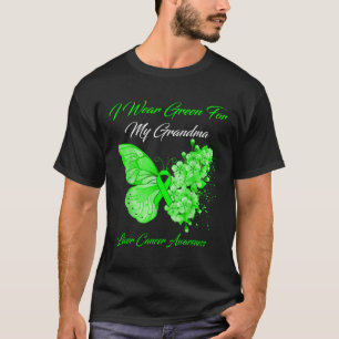 T-shirt Papillon Je Porte Vert Pour Mon Grand-Mère Cancer