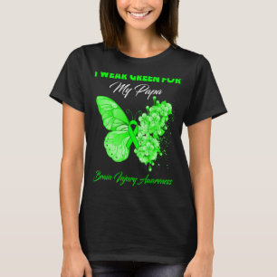 T-shirt Papillon Je Porte Vert Pour Mon Papa Brain Blessé