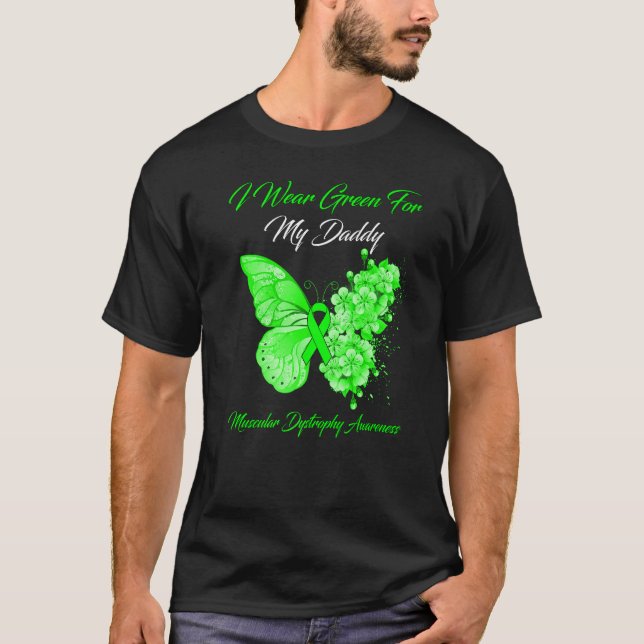 T-shirt Papillon Je Porte Vert Pour Mon Papa Dystr Muscula (Devant)