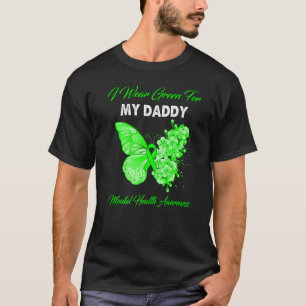 T-shirt Papillon Je Porte Vert Pour Mon Papa Santé Mentale