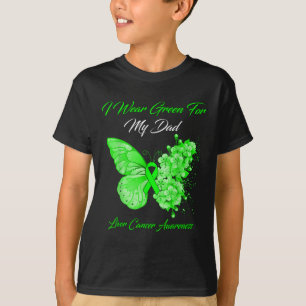 T-shirt Papillon Je Porte Vert Pour Mon Père Cancer Du Foi