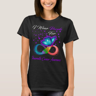 T-shirt Papillon Je Porte Violet Pour Cancer Pancréatique