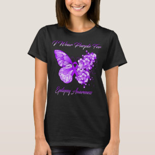 T-shirt Papillon Je Porte Violet Pour La Sensibilisation À