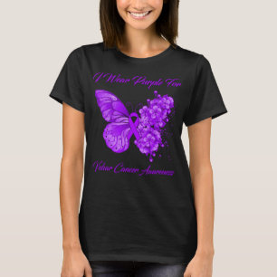 T-shirt Papillon Je Porte Violet Pour Le Cancer Vulvar