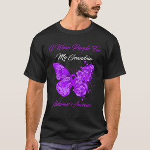 T-shirt Papillon Je Porte Violet Pour Ma Grand-Mère Alzhei