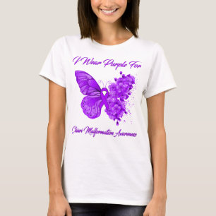 T-shirt Papillon Je Porte Violet Pour Malformation Chiari