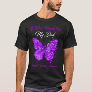 T-shirt Papillon Je Porte Violet Pour Mon Père Violet Dome