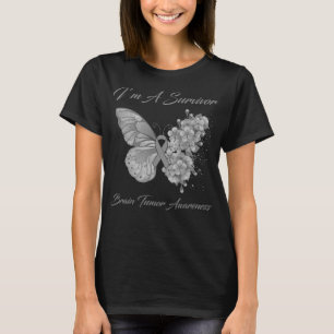 T-shirt Papillon Je suis Survivant Cerveau Tumeur Sensibil