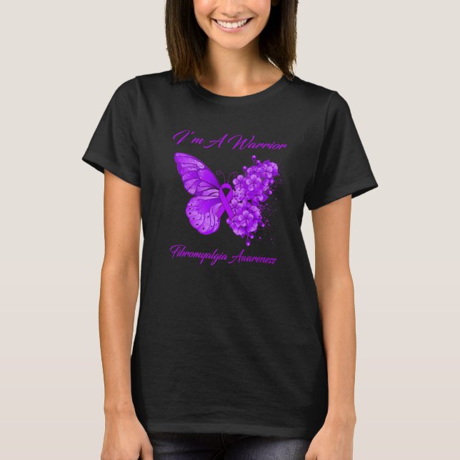 T-shirt Papillon Je Suis Un Guerrier Fibromyalgie Sensibil (Devant)