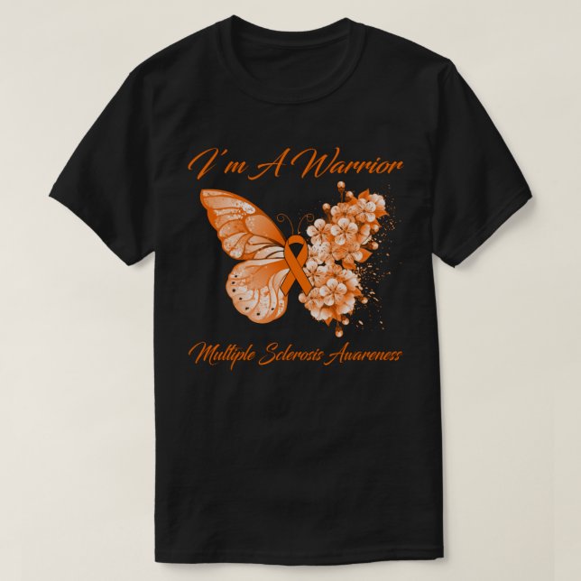 T-shirt Papillon Je suis un guerrier Sclérose en plaques (Design devant)