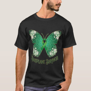 T-shirt Papillon Mandala Ruban Vert Survivant de Transplan