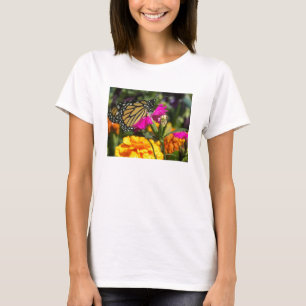 T-shirt Papillon monarque sur marigold rose