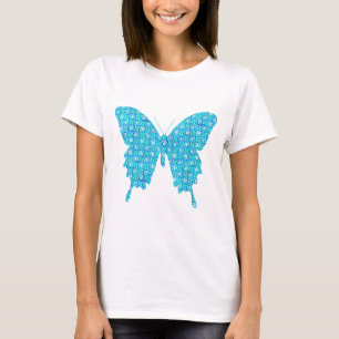 T-shirt Papillon, motif en bleu, turquoise, blanc