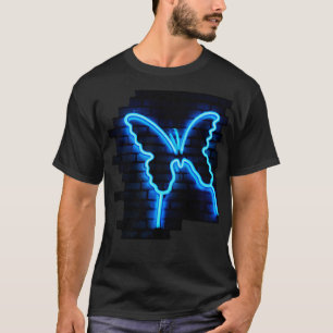 T-shirt Papillon néon sur un mur de briques
