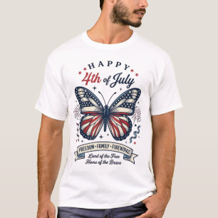 T-shirt Papillon Patriotique Bonne Fête du 4 Juillet Desig