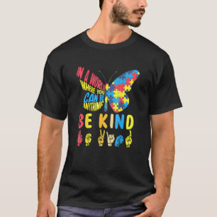 T-shirt Papillon Puzzle Be Kind Signer Langue Main Autisme