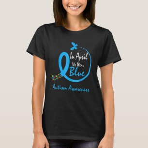 T-shirt Papillon Puzzle En Avril Nous Portons Bleu Sensibi