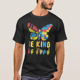 T-shirt Papillon Puzzle Être Gentil Langue des Signes Main
