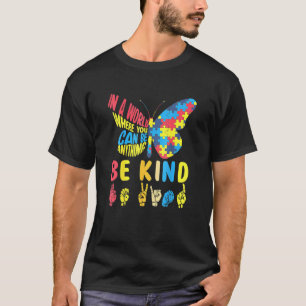 T-shirt Papillon Puzzle Être Gentil Langue des Signes Main