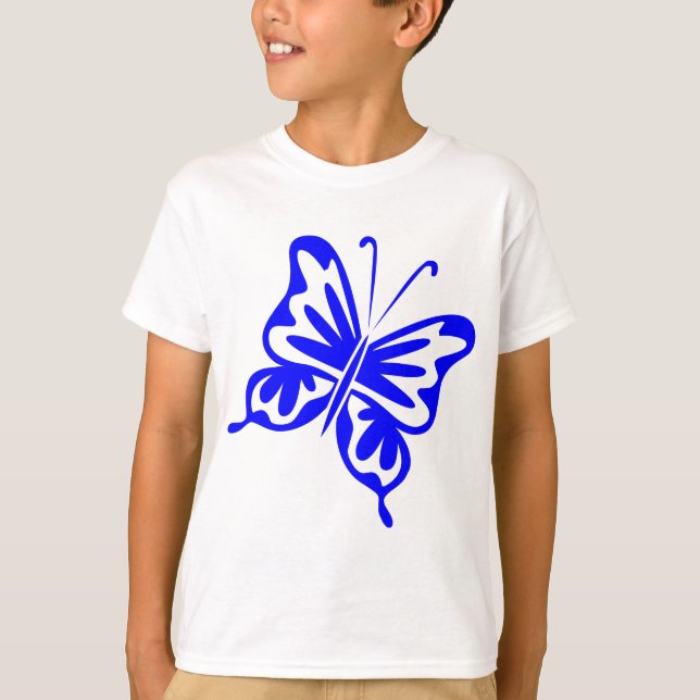 T-shirt Papillon rétro - Bleu (Devant)