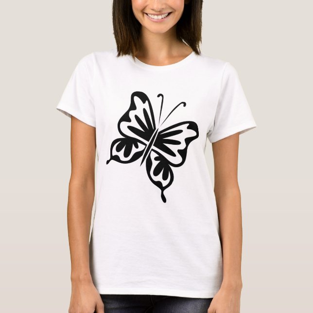T-shirt Papillon rétro - Noir (Devant)