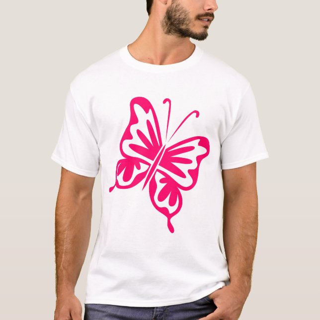 T-shirt Papillon rétro - Rouge néon (Devant)