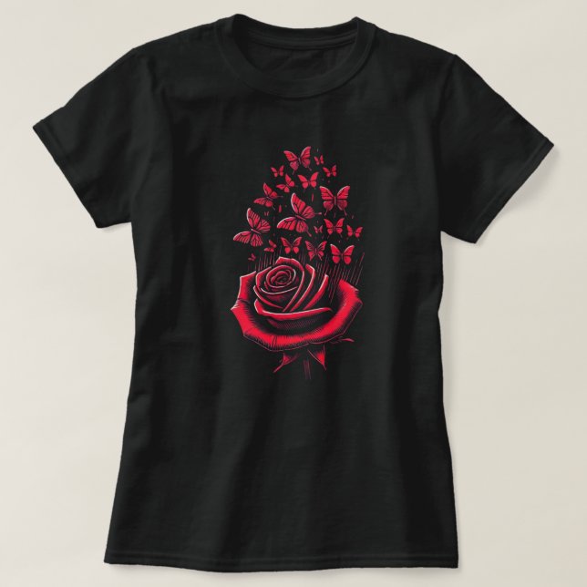 T-shirt papillon rouge (Design devant)