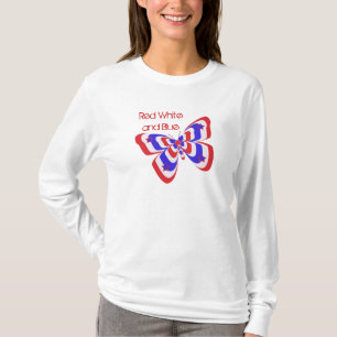 T-shirt Papillon rouge, blanc et bleu