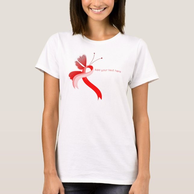 T-shirt papillon rouge et blanc de sensibilisation (Devant)