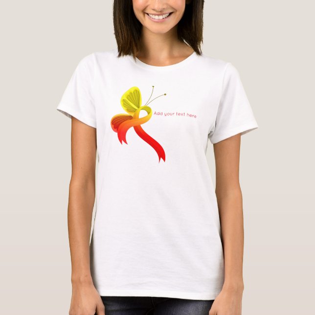 T-shirt papillon rouge et jaune de sensibilisation (Devant)