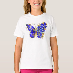 T-shirt Papillon saphir à fleurs