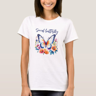 T-shirt Papillon social floral coloré mignon