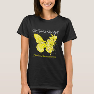 T-shirt Papillon Son combat est ma lutte contre le cancer 