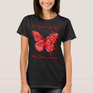 T-shirt Papillon Son combat est ma lutte Maladie cardiaque