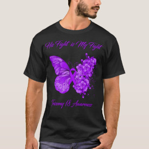 T-shirt Papillon Son combat est ma lutte Trisomie 18