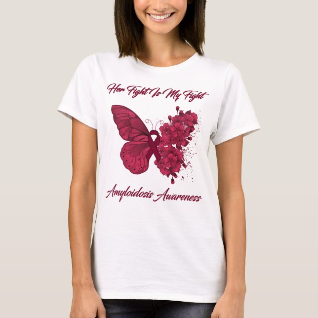 T-shirt Papillon Son combat est mon combat Amyloidose (Devant)