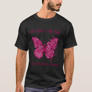 T-shirt Papillon Son combat est mon combat Anémie de la fa