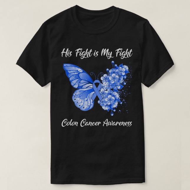 T-shirt Papillon Son combat est mon combat Colon Cancer Aw (Design devant)