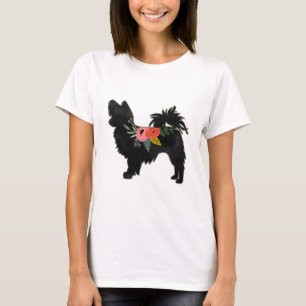 T-shirt Papillon Toy Chien race Boho Floral Silhouette
