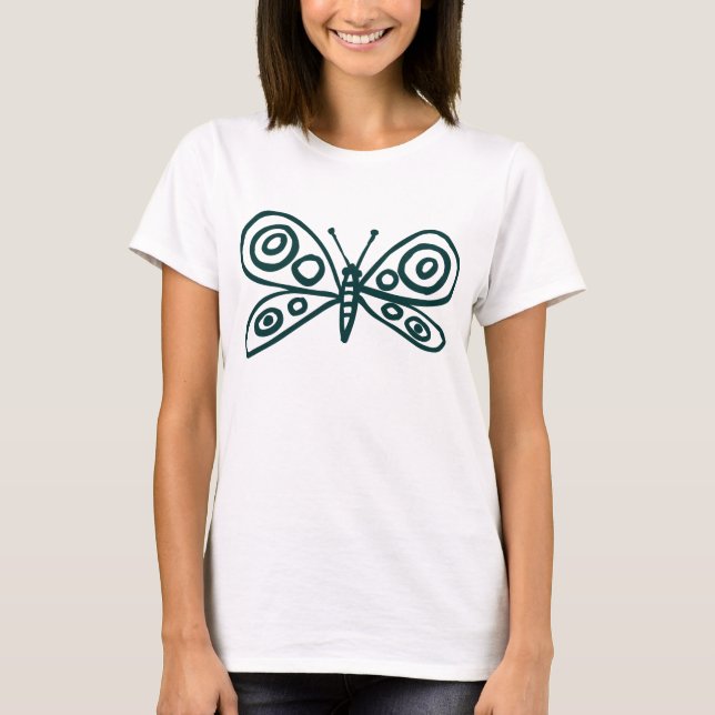 T-shirt Papillon - Vert foncé (Devant)