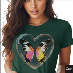 T-shirt Papillon vibrant vernis cœur Pop Art