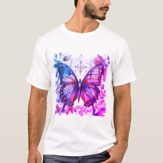 T-shirt Papillon violet bleu rose Saint-Croix