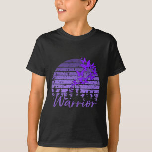T-shirt Papillon violet de coucher de soleil rétro Fibro L