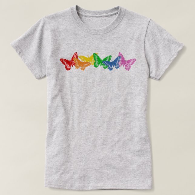 T-shirt Papillons arc-en-ciel (Design devant)