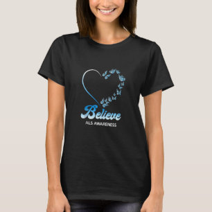 T-shirt Papillons Bleus Et Blancs Coeur Croire Aussi Consc