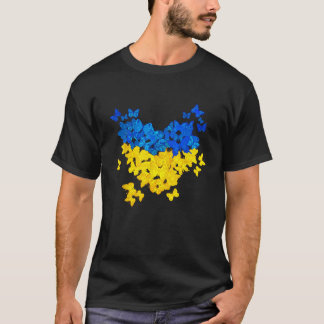 T-shirt Papillons Coeur Ukraine Drapeau ukrainien Ukrainie
