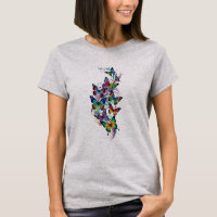 Papillons colorés style art tatouage - Femme