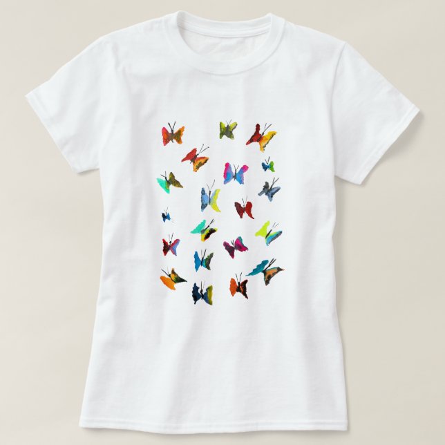 T-shirt Papillons couleur aquarelle (Design devant)