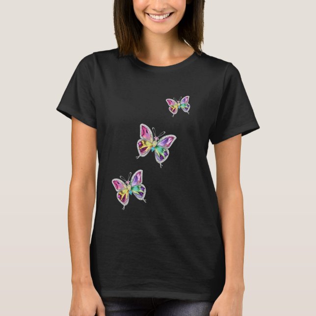 T-shirt Papillons en cristal arc-en-ciel (Devant)